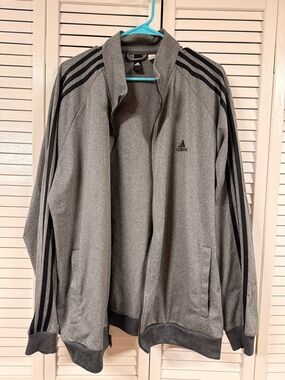 adidas Gray & Black Three-Stripe Bomber Jacket